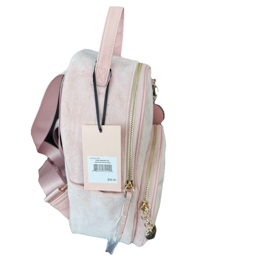 NWT Juicy Couture  Backpack Pink Diamond  Velour  Heritage New $99 School Bag